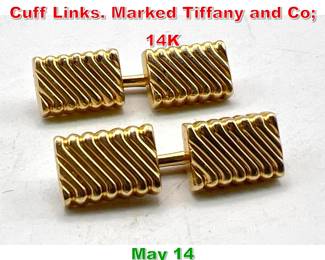 Lot 100 TIFFANY and Co 14K Gold Cuff Links. Marked Tiffany and Co 14K