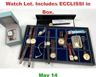 Lot 346 Lot 14pc Vintage to Newer Watch Lot. Includes ECCLISSI in Box. 