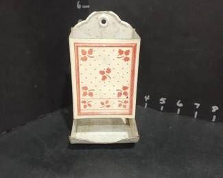 Vintage metal match box holder. Wall mount