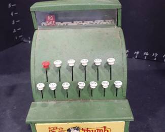 Vintage green metal Tom Thumb cash register