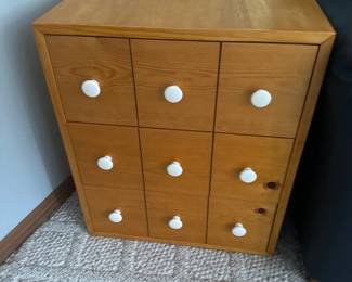 Small side table with dividers in drawers