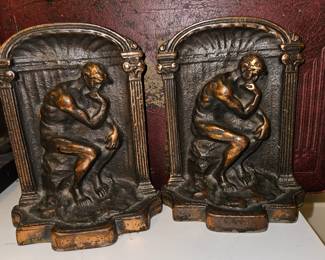 Cast Iron/Brass Thinking Man Bookends!
