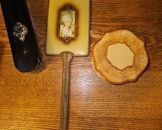 Vtg Hand Mirror W/Victorian Lady, Vtg Shoe Brush, Etc!
