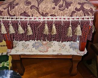 Vintage Brocade Stool w/Tassels &  Vintage Floral Brocade Stool!