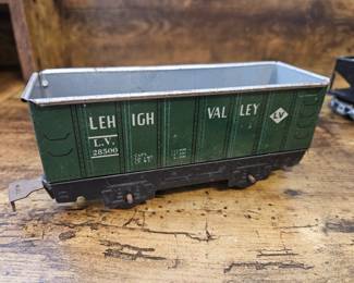 Vtg. Marx O Gauge Tin Litho Lehigh Valley 28500 Green Coal Car 