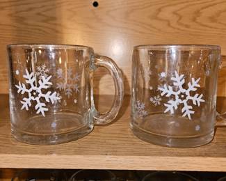 Set of 2 Snowflake Clear Glass Mugs

