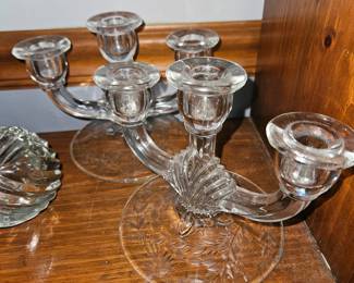 Vtg Indiana Glass Etched Candlestick Pair!