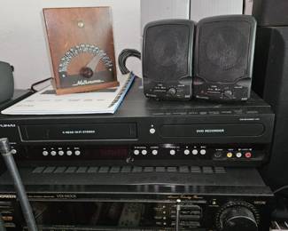 Pioneer VSX-5900S Audio/Video Stereo Receiver,
Funai ZV427 FX 4 DVD Recorder/VCR Line-IN Recorder, Recoton #545 Speakers, Regent SA-SP3 Speakers, Electric Metronoma By Crystal Lab!
