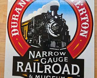 Vtg. Durango & Silverton Narrow Gauge Railroad & Museum Porcelain Ad Sign by Ande Rooney