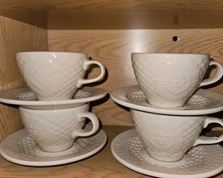 Longaberger Pottery Craft Collectors Club Cream Tea Cups & Saucers!

