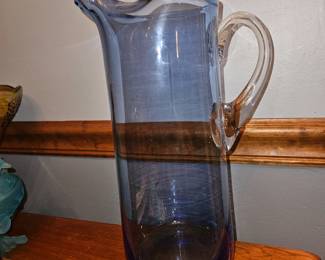 Very Tall Hand Blown Glass Pitcher!
