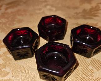 Fenton Ruby Red Salt Cellars (4)!

