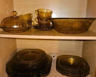 Vtg Federal Depression Glass Amber Yellow 15 asst pcs!

