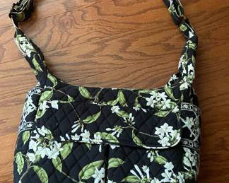 Vera Bradley Quilted Handbag Blk W/White Flowers!
