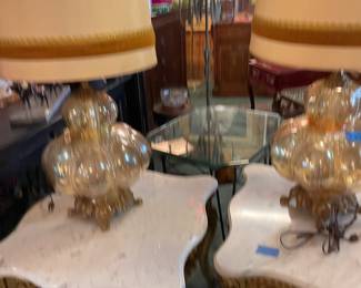 Mid century lamps and marble top tables. Tables market down to 95.00 each
