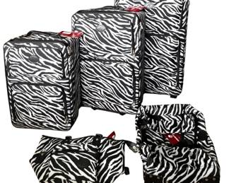 5pcs American Flyer Zebra Print Luggage
