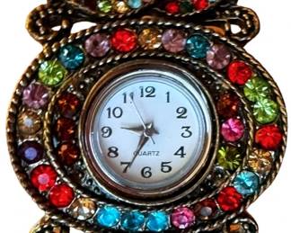Vintage Rhinestone Cuff Watch