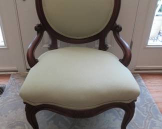 Victorian 'hers' chair. Late 1800 to early 1900s.