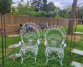 Sale 3 Peacock Chairs and Metal Stands