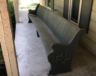 Large antique wood church pew