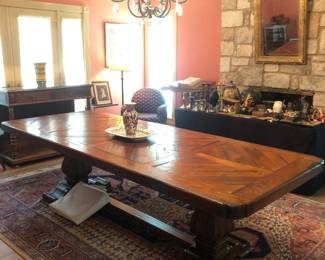 Large 9ft solid wood farmhouse dining room table 