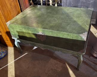 Asian Inspired Leather Trunk on Risers