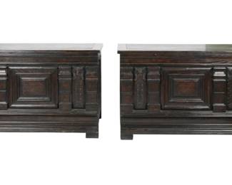 Rare to Find - Matching Pair of Oak Carved Chests - 53 " Wide; 24" Deep; 35.5" High