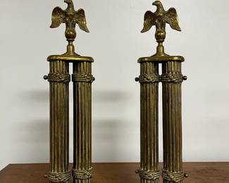 Pair of 17" Tall Federal Brass Andirons 