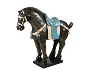 Large Chinese Cloisonne and Bone Horse - 40" x 49" x 13.5"