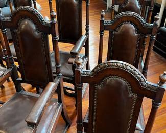 Extraordinary Set of Antique Dining Tables by Boardmans House Furnishings, Stratford, London - 6 Standard Chairs and 2 Captain Chairs