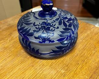 Antique Cameo Glass Powder Box