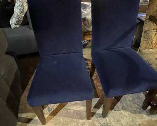 Set of Blue Fabric Covered Chairs