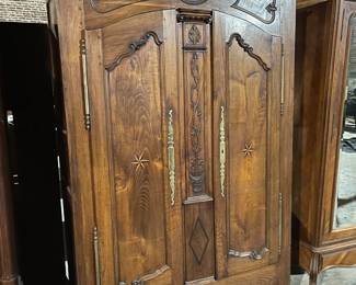 Large Antique Inlaid Cabinet Wardrobe / Armoire 