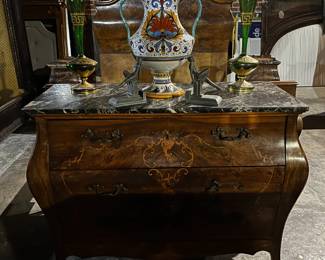 Marble Top, Inlaid Chest of Drawers
