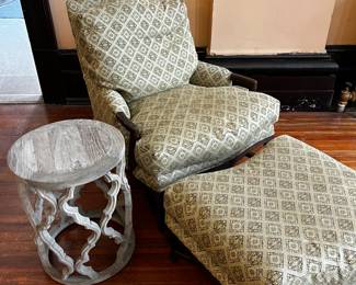 Antique French Bergeres and Ottoman 