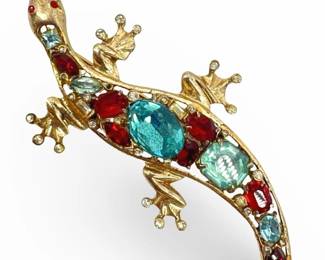 Coro Craft Sterling/ Rhinestone Lizard Brooch
