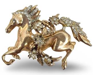 Vintage Coro Craft Sterling Horse Brooch
