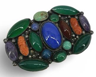 Vintage Sterling Multi-Stone Brooch
