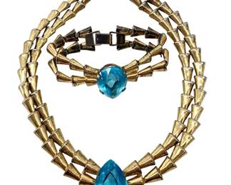 Sterling Egyptian Revival Necklace and Bracelet
