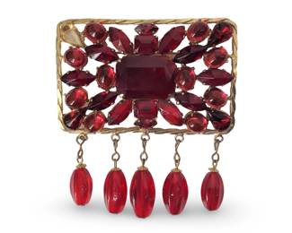 Large Schreiner New York Glass Stone Brooch
