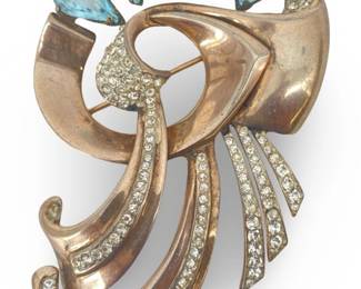 Mid Century Nordic Sterling Rhinestone Brooch
