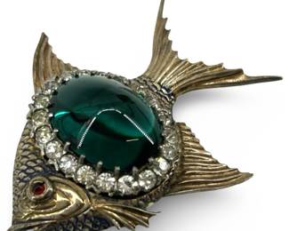 Vintage Sterling Jelly Belly Fish Brooch