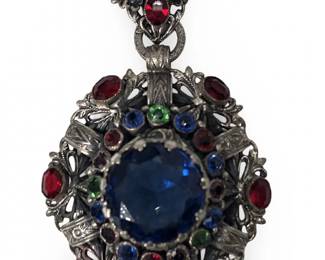 Large Chunky Joseff Hollywood Bejeweled Pendant
