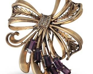 Ralph DeRosa Sterling Silver Rhinestone Brooch
