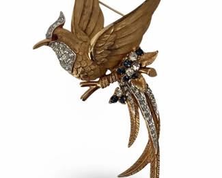 Marcel Boucher Rhinestone Bird Brooch
