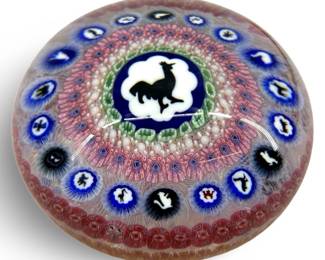 Baccarat Gridel Rooster Millefiori Paperweight
