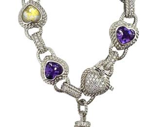 Judith Ripka Sterling/ Amethyst/ CZ Bracelet
