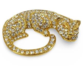 Vintage Trifari Rhinestone Leopard Brooch
