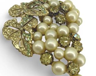 Vintage Schiaparelli Rhinestone Grape Brooch
