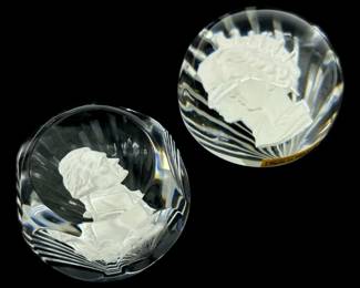 2pc. Baccarat Sulphide Glass Paperweights
